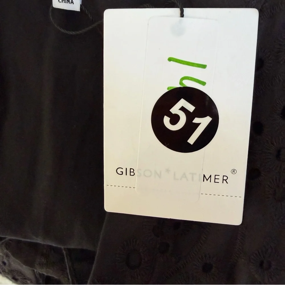 New! Gibson & Latimer Black Eyelet Button Down Belted Mini Dress 36039 - Picture 10 of 14